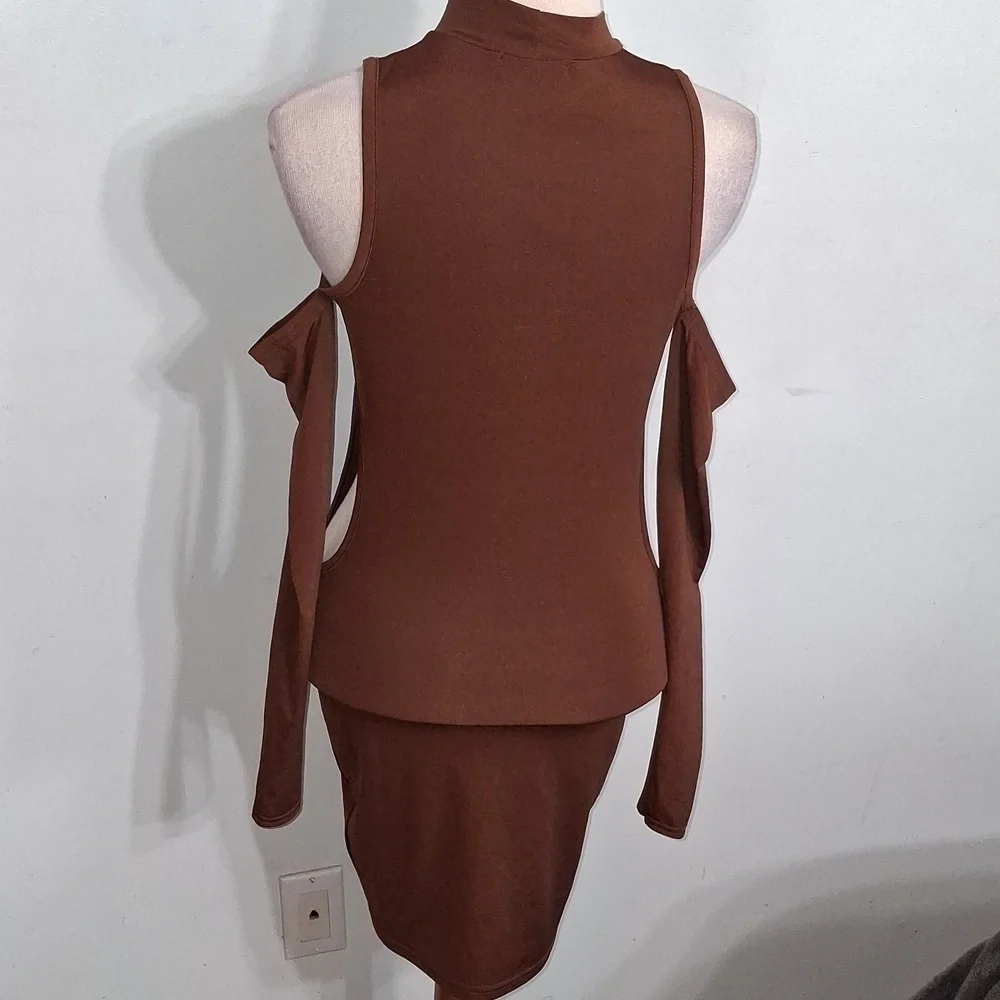 PrettyLittleThing/ Chocolate Brown Dress Mini Dress - W Sz 0
